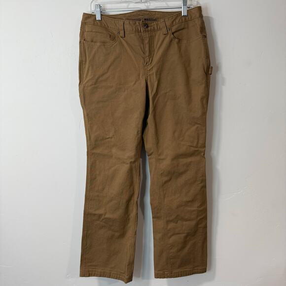 Duluth Trading Co Women's DuluthFlex Fire Hose Bootcut Pants Brown Cargo 10 x 31 - Picture 1 of 7